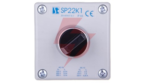 Kaseta sterownicza 1-otworowa pokrętło dwupołożeniowe IP65 przepust PG-G20W01 szara SP22K1\06-2