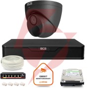 Zestaw monitoringu ip bcs point 1x kamera bcs-p-eip28fwr3-ai2-g rejestrator z dyskiem