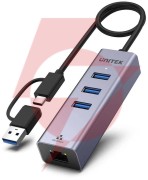 Unitek hub usb c 4w1 ethernet 3 x usb a 5 gbps z adapterem usb a