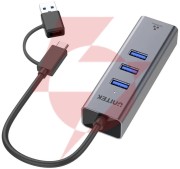 Unitek hub usb c 4w1 ethernet 3 x usb a 5 gbps z adapterem usb a
