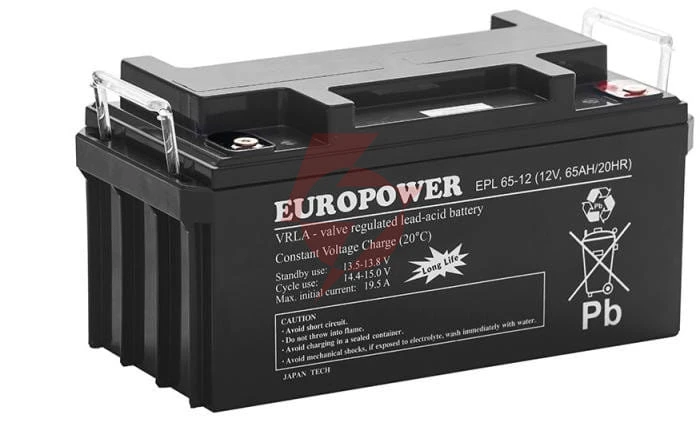 Akumulator agm europower serii epl 12v 65ah (żywotność 15 lat)