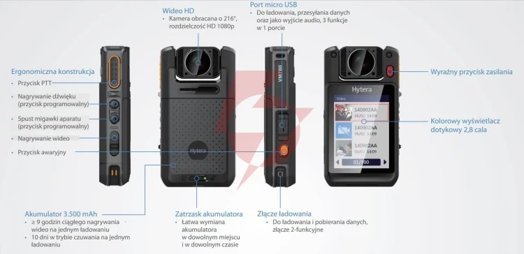 Kamera nasobna hytera vm780 64gb