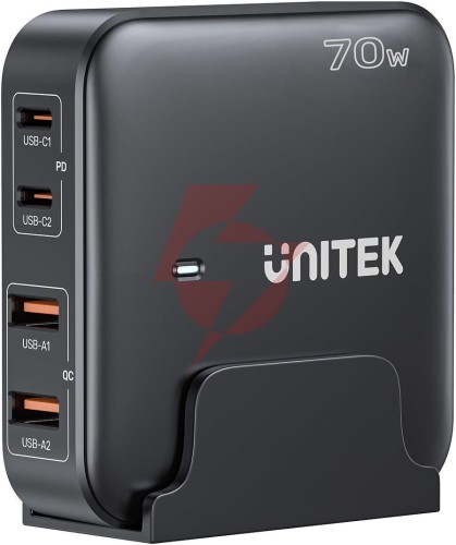 Unitek ładowarka biurkowa gan 70w 2xusb-a 2xusb-c
