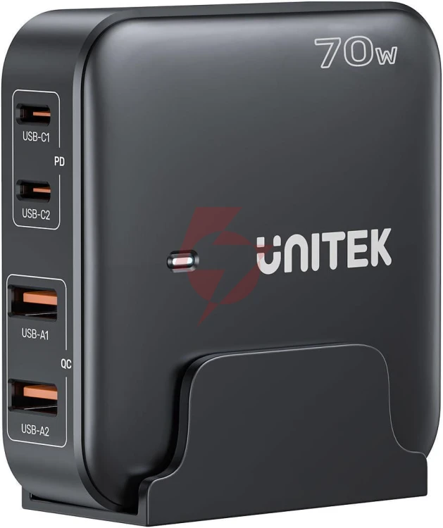 Unitek ładowarka biurkowa gan 70w 2xusb-a 2xusb-c