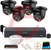 Zestaw 4 kamer czarnych ip dahua 8mpx ipc-hdw2849tm-s-il-black + dysk