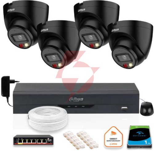 Zestaw monitoringu ip dahua 4 kamery ip 4mpx dysk twardy