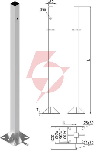 Słup ats skamp1/4 pod montaż kamer cctv