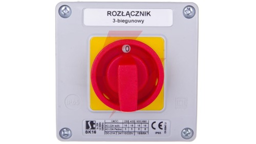 Łącznik krzywkowy 0-1 3P 16A w obudowie SK16-2.8211OB11ZC