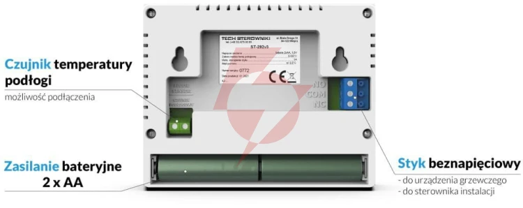 Przewodowy  dwustanowy regulator pokojowy biały st-292v3 tech sterowniki