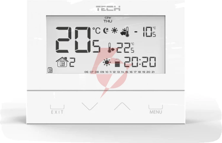 Przewodowy  dwustanowy regulator pokojowy biały st-292v3 tech sterowniki
