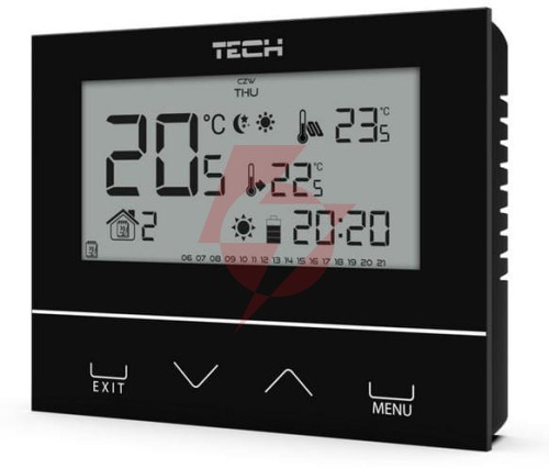 Przewodowy  dwustanowy regulator pokojowy czarny st-292v3 tech sterowniki