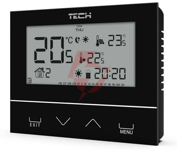 Przewodowy  dwustanowy regulator pokojowy czarny st-292v3 tech sterowniki
