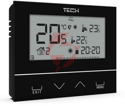 Przewodowy  dwustanowy regulator pokojowy czarny st-292v3 tech sterowniki