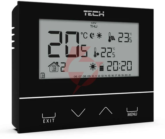 Przewodowy  dwustanowy regulator pokojowy czarny st-292v3 tech sterowniki