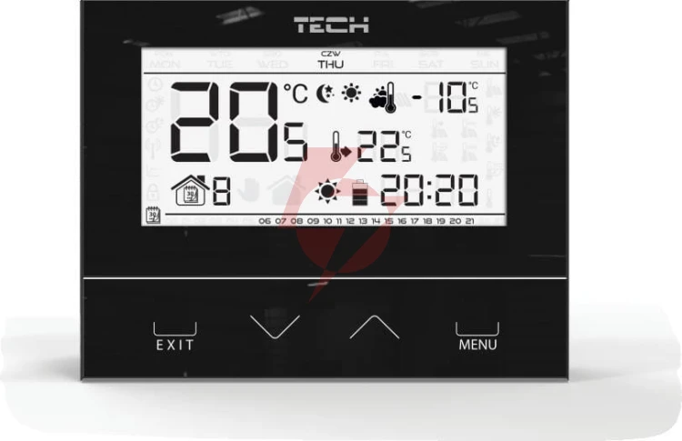 Przewodowy  dwustanowy regulator pokojowy czarny st-292v3 tech sterowniki