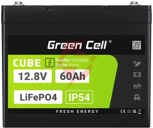 Akumulator litowo-żelazowo-fosforanowy lifepo4 green cell cube 12.8v 60ah lfpgc12v60ah