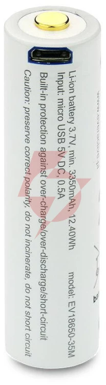Akumulator 18650 li-ion 3,7v everactive 3500mah (1 szt.) micro-usb z zabezpieczeniem