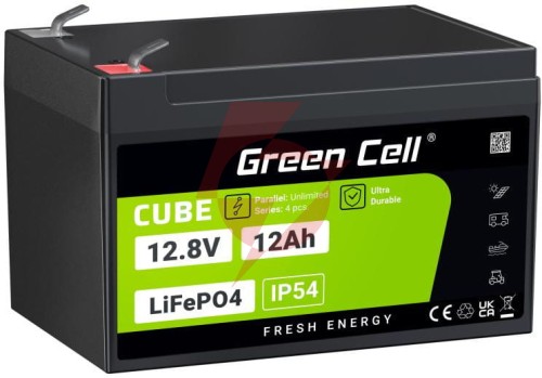 Akumulator litowo-żelazowo-fosforanowy lifepo4 green cell cube 12.8v 12ah lfpgc12v12ah