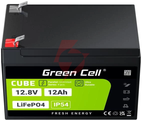 Akumulator litowo-żelazowo-fosforanowy lifepo4 green cell cube 12.8v 12ah lfpgc12v12ah