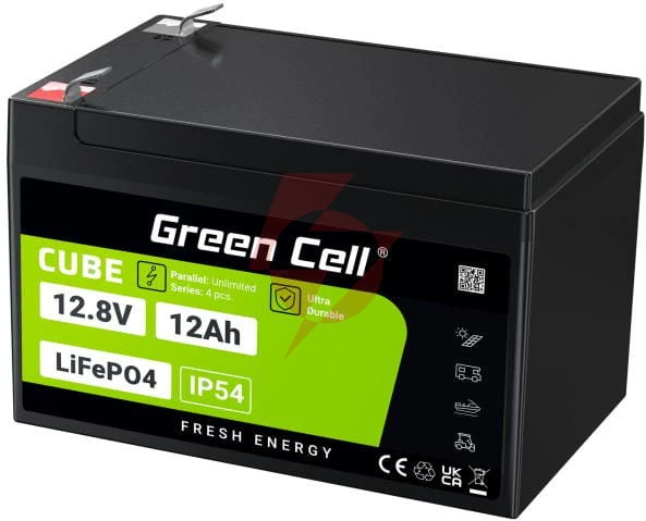Akumulator litowo-żelazowo-fosforanowy lifepo4 green cell cube 12.8v 12ah lfpgc12v12ah