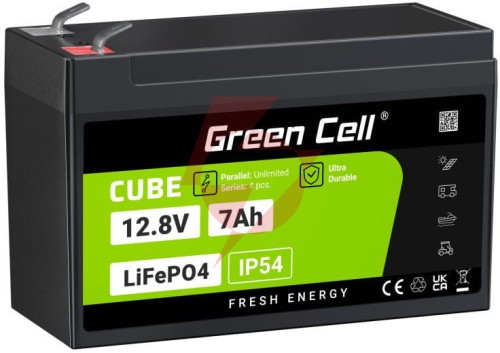 Akumulator litowo-żelazowo-fosforanowy lifepo4 green cell cube 12.8v 7ah lfpgc12v7ah