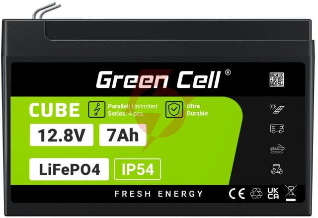 Akumulator litowo-żelazowo-fosforanowy lifepo4 green cell cube 12.8v 7ah lfpgc12v7ah