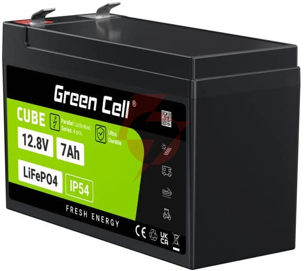Akumulator litowo-żelazowo-fosforanowy lifepo4 green cell cube 12.8v 7ah lfpgc12v7ah