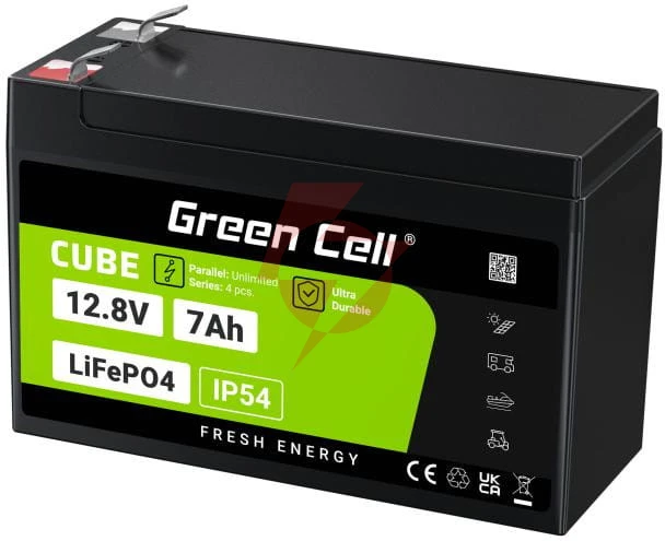 Akumulator litowo-żelazowo-fosforanowy lifepo4 green cell cube 12.8v 7ah lfpgc12v7ah