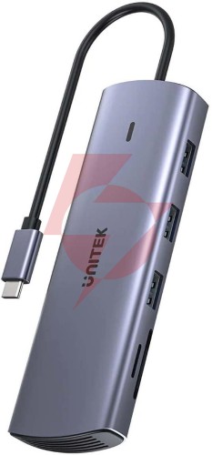 Unitek hub 9w1 usb c gigabit ethernet hdmi vga 3x usb a czytnik kart pd 100w d1113a