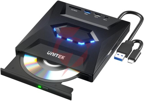 Unitek nagrywarka zewnętrzna dvd/cd, hub usb 5gbps, czytnik kart sd t1037a01