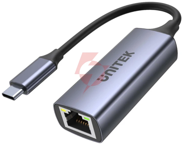 Unitek adapter usb-c - rj45 1gbit lan, pd 100w