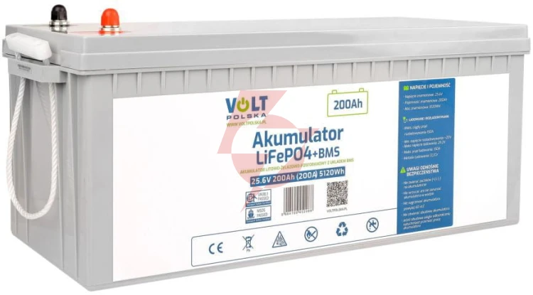 Akumulator volt polska litowo-żelazowo-fosforanowy lifepo4 25,6v 200ah 200a + bms