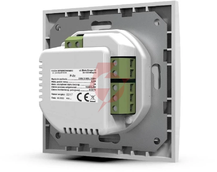 Przewodowy dwustanowy regulator pokojowy biały f-2z v1 tech sterowniki