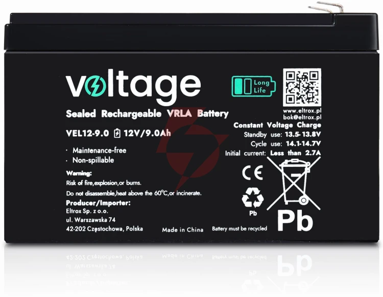 Akumulator agm voltage long life 12v 9ah vel12-9.0 (żywotność 15 lat)