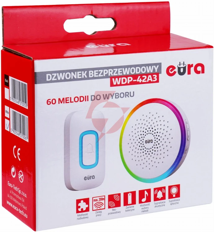 Dzwonek bezprzewodowy eura wdp-42a3 bialy 