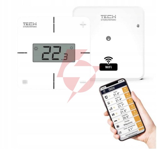Bezprzewodowy regulator pokojowy biały t-2x wi-fi tech sterowniki