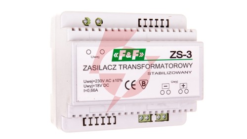 Zasilacz stabilizowany 230VAC/18VDC 12W 0,66A ZS-3