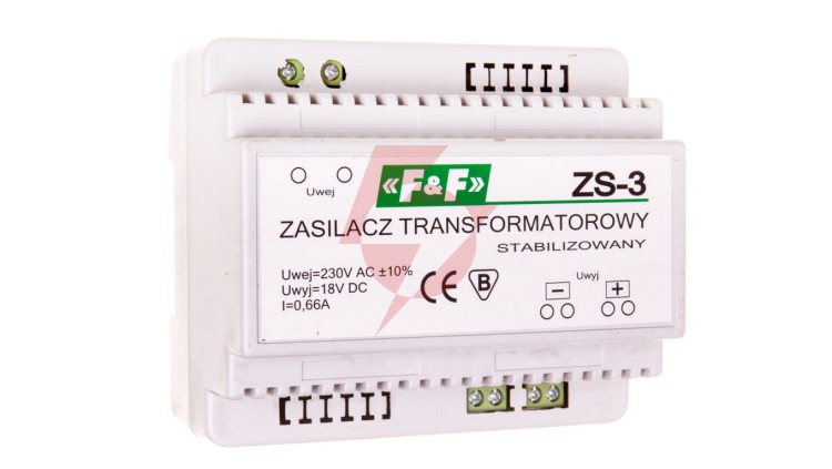 Zasilacz stabilizowany 230VAC/18VDC 12W 0,66A ZS-3
