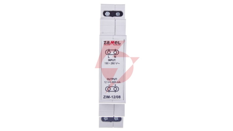 Zasilacz impulsowy 230VAC/12VDC 0,8A ZIM-12/08 EXT10000158
