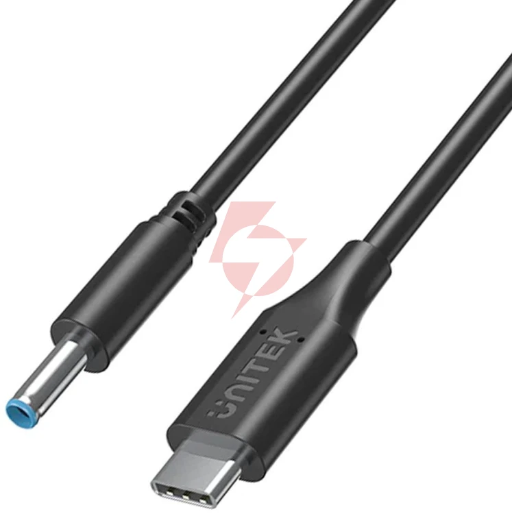 Unitek kabel zasilający do laptopa hp 65w usb-c - dc4,5mm