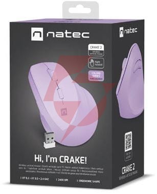 Mysz komputerowa natec crake 2 pure lavender 2400dpi bezprzewodowa