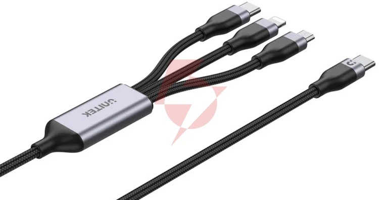 Unitek przewód ładujący usb 3 w 1 czarny