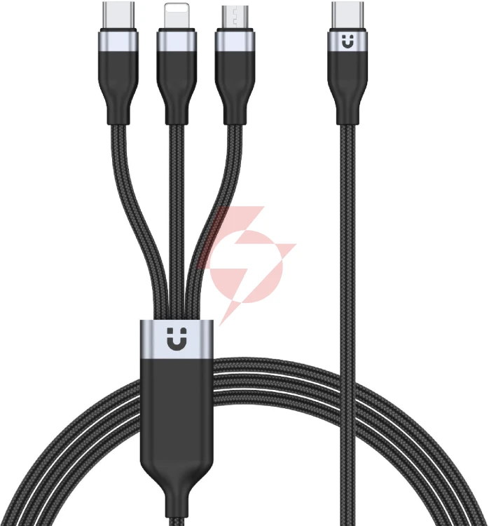 Unitek przewód ładujący usb 3 w 1 czarny