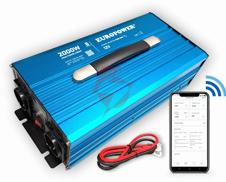 Przetwornica napięcia inwerter europower 12v dc / 230v ac 2000w / 4000w czysty sinus bluetooth