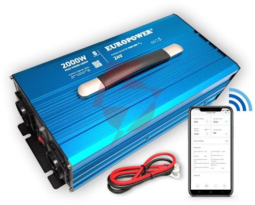 Przetwornica napięcia inwerter europower 24v dc / 230v ac 2000w / 4000w czysty sinus bluetooth