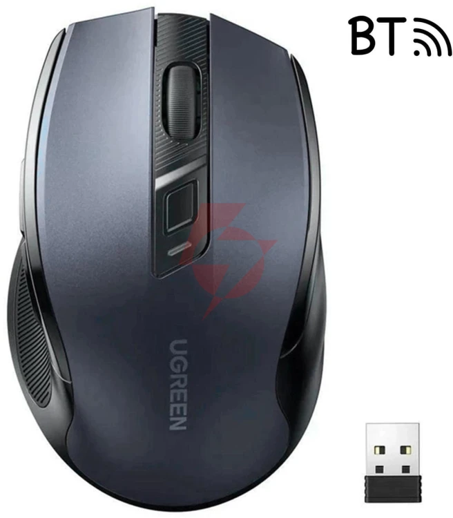 Mysz optyczna ugreen mu006 bezprzewodowa usb 2.4ghz / bluetooth 5.0 4000 dpi - czarna