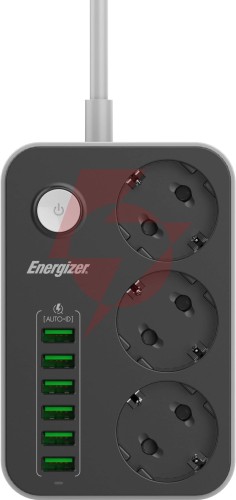 Listwa zasilająca z wyłącznikiem energizer 3x schuko 6x usb-a 2500w 10a kabel 2m
