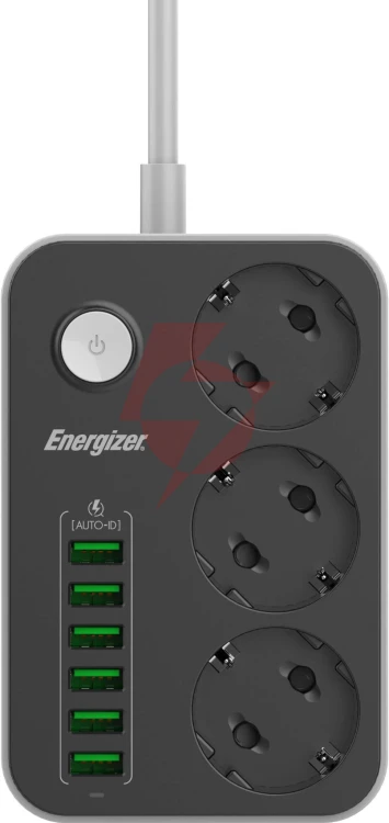 Listwa zasilająca z wyłącznikiem energizer 3x schuko 6x usb-a 2500w 10a kabel 2m