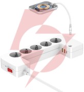 Listwa antyprzepięciowa z zabezpieczeniem energizer 5x schuko 2x usb-a 1x usb-c 2500w 10a kabel 2m