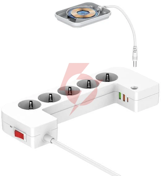 Listwa antyprzepięciowa z zabezpieczeniem energizer 5x schuko 2x usb-a 1x usb-c 2500w 10a kabel 2m